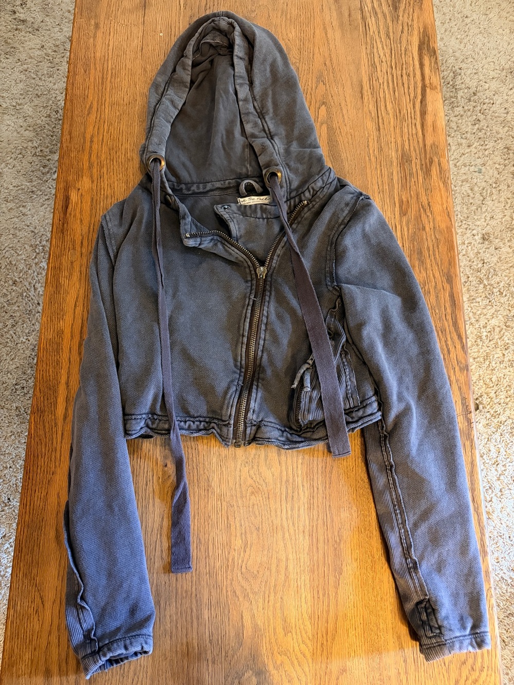 Women’s Hooded Zip-Front Cropped We The Free Purple/Gray Jacket sz XS
